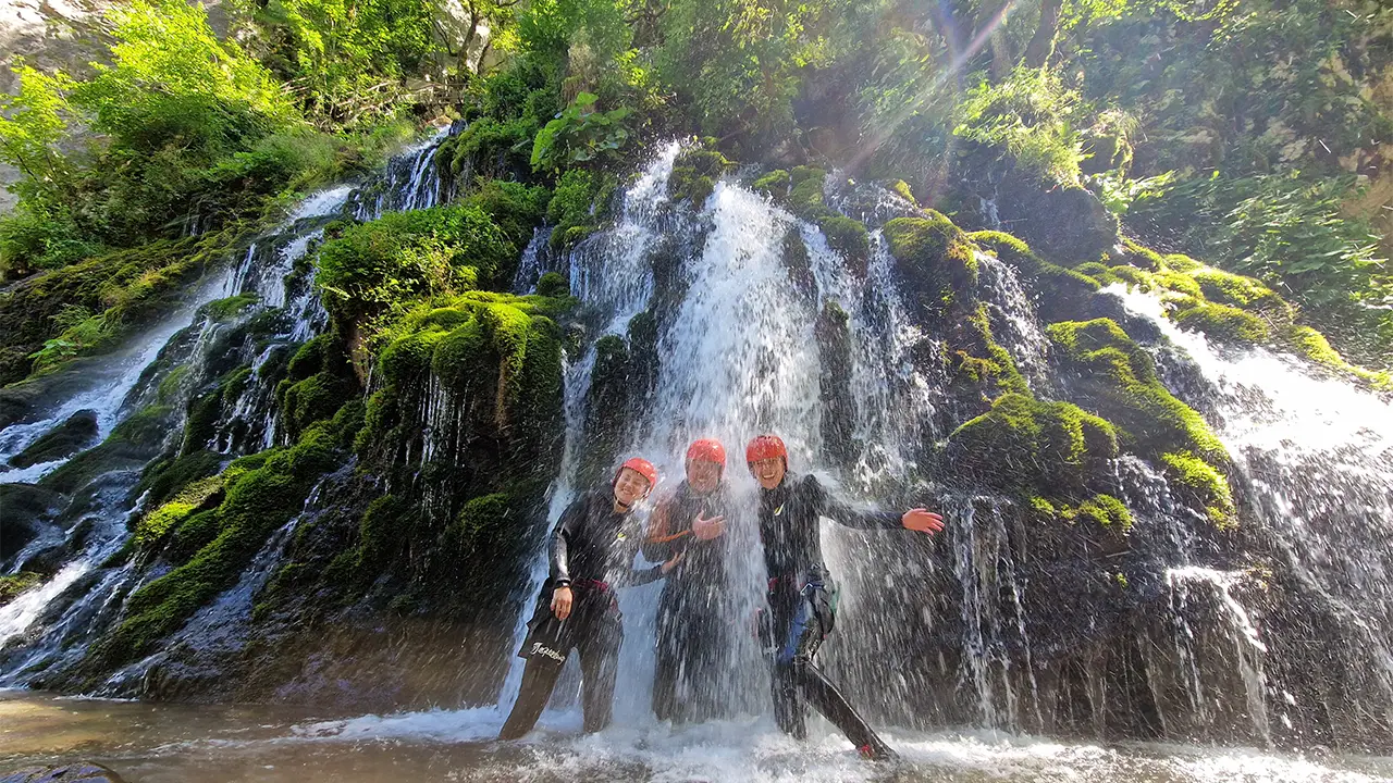 Hrčavka canyon in Sutjeska National Park — limestone walls and turquoise pools